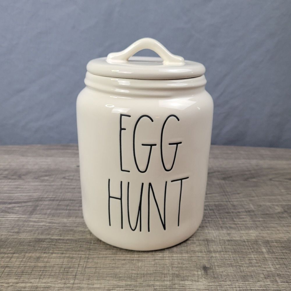 Rae Dunn Artisan Collection Farmhouse Minimilist Egg Hunt Ceramic Canister
